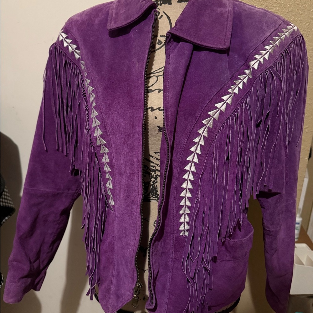 Pioneer wear purple suede leather jacket size Large